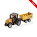 Bouwpakket Tractor met Aanhanger- Pullmechanische- gekleurd- MDF